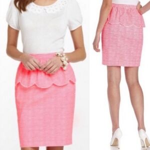 Lilly Pulitzer Peplum Gingham Pencil Skirt